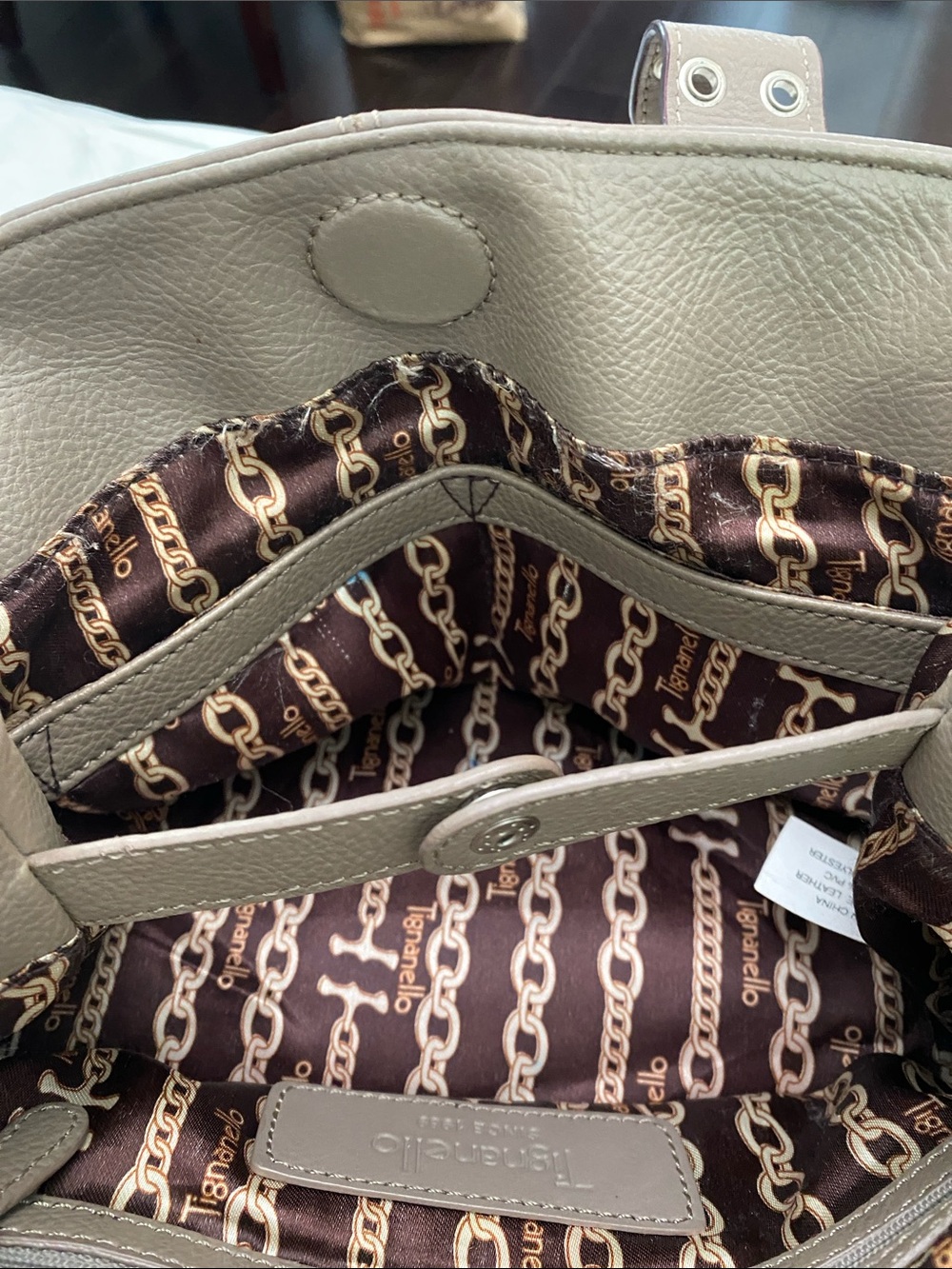 Taupe Pebbled Leather Purse Bag w/Silver Buckle Accents.Very Gently Used & Loved - Picture 5 of 12